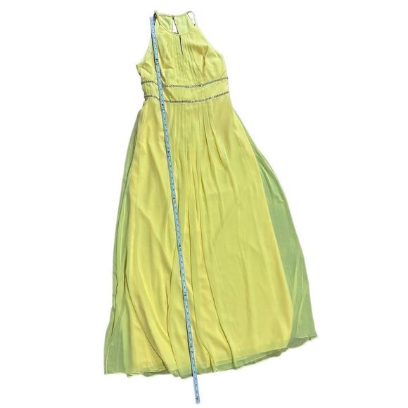 NEW Jenny Packham Lux Chiffon Halter Bridesmaid Gown with Beaded Trim Lemon Drop - Picture 11 of 12